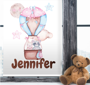Estore de rolo infantil balão de ar quente com nome - TenStickers