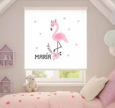 Estore de rolo infantil flamenco rosa com nome - TenStickers