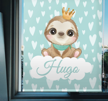 Estore de rolo infantil preguiça com coroa e nome - TenStickers