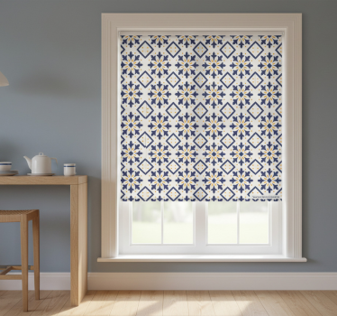 Estore de rolo para cozinha azul com azulejo amarelo vibrante - TenStickers