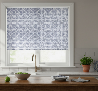 Estore de rolo para cozinha azulejo octogonal azul - TenStickers