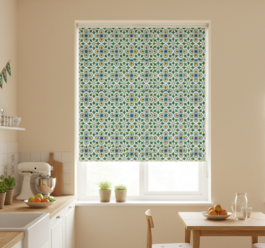 Estore de rolo para cozinha azulejo português amarelo e azul - TenStickers