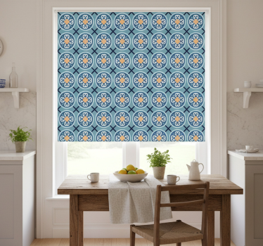 Estore de rolo para cozinha azulejo português azul-marinho - TenStickers