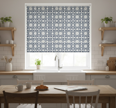 Estore de rolo para cozinha azulejo português trevo azul escuro - TenStickers