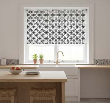Estore de rolo para cozinha azulejo preto vintage - TenStickers