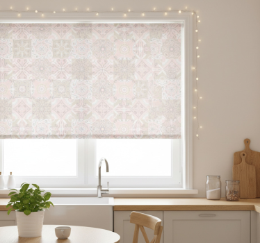 Estore de rolo para cozinha azulejo rosa e cinza - TenStickers