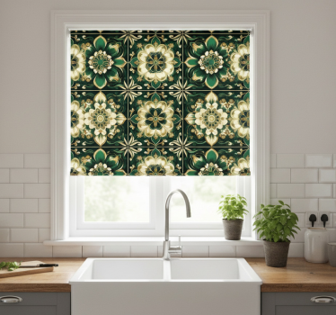 Estore de rolo para cozinha azulejos mosaico botânico - TenStickers