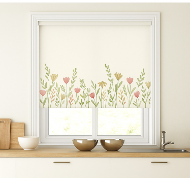 Estore de rolo para cozinha borda de flores do campo - TenStickers