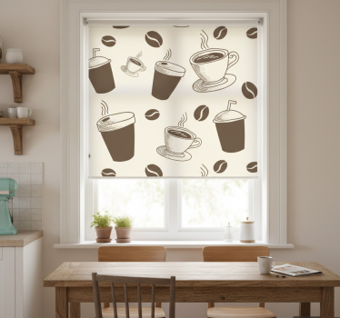Estore de rolo para cozinha café branco e turquesa - TenStickers