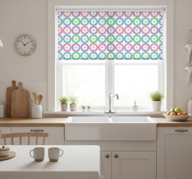 Estore de rolo para cozinha círculos com padrão de margarida - TenStickers