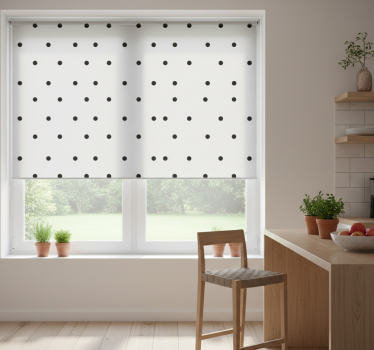 Estore de rolo para cozinha com bolinhas pretas nórdicas - TenStickers