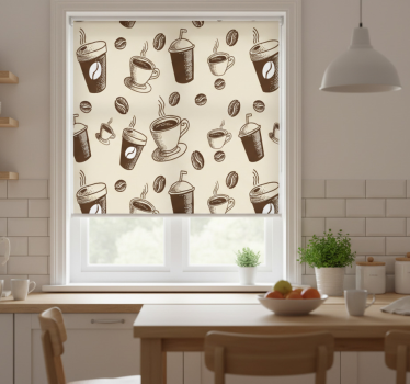 Estore de rolo para cozinha com design de café - TenStickers