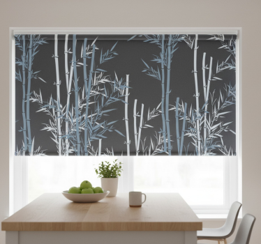 Estore de rolo para cozinha com design de folhas de bambu - TenStickers