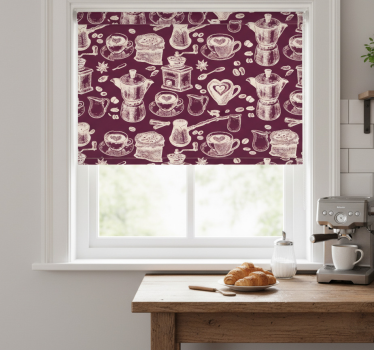 Estore de rolo para cozinha com estampa de café - TenStickers