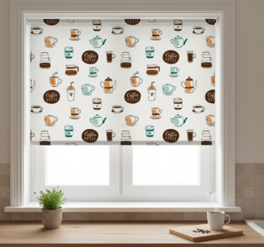 Estore de rolo para cozinha com estampa de café - TenStickers