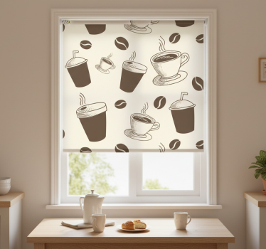 Estore de rolo para cozinha com estampas de xícaras de café - TenStickers
