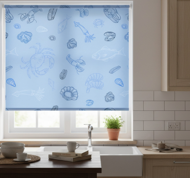 Estore de rolo para cozinha com padrão de frutos do mar - TenStickers