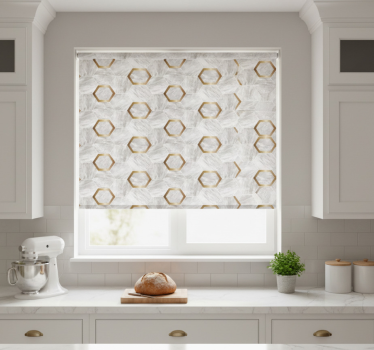 Estore de rolo para cozinha com padrões hexagonais dourados - TenStickers