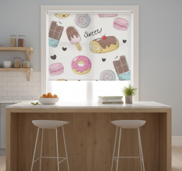 Estore de rolo para cozinha com tema de doces - TenStickers