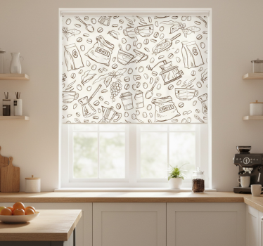 Estore de rolo para cozinha conjunto com motivo de café - TenStickers