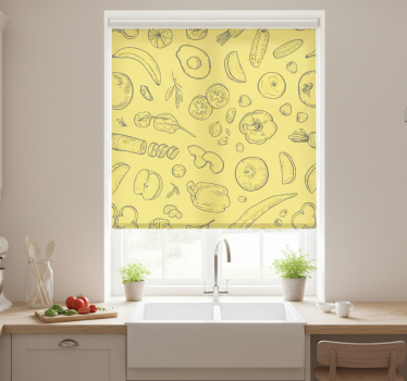 Estore de rolo para cozinha conjunto de frutas e legumes colorido - TenStickers