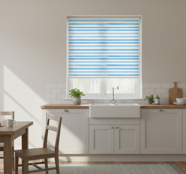 Estore de rolo para cozinha e xadrez azul texturizado - TenStickers