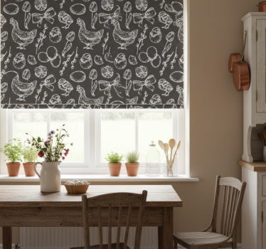 Estore de rolo para cozinha esboço de cozinha rústica - TenStickers