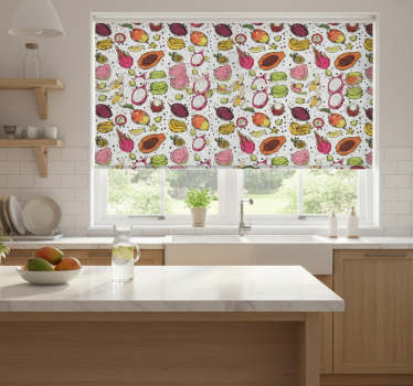 Estore de rolo para cozinha esboço de frutas exóticas - TenStickers