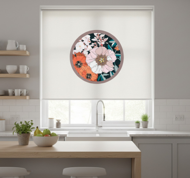 Estore de rolo para cozinha flores de filhote em círculo - TenStickers