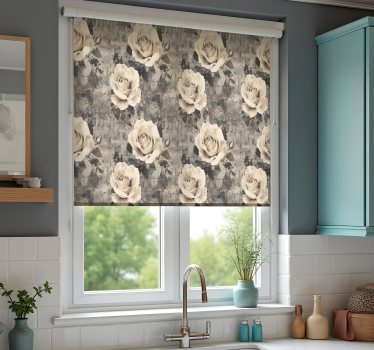 Estore de rolo para cozinha flores de marmur - TenStickers