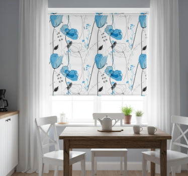 Estore de rolo para cozinha flores de papoila escandinavas - TenStickers