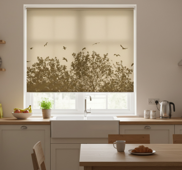 Estore de rolo para cozinha flores de primavera com pássaros - TenStickers