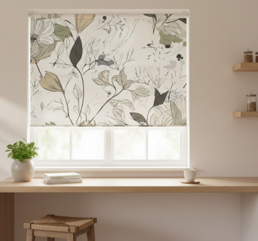 Estore de rolo para cozinha flores desenhadas - TenStickers