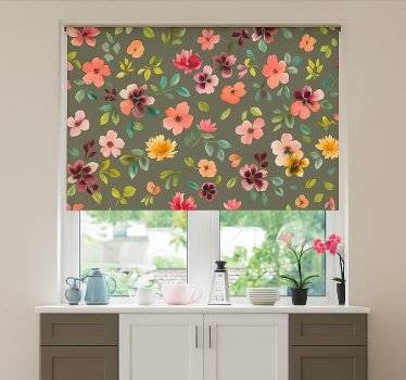 Estore de rolo para cozinha flores vibrantes em aquarela - TenStickers