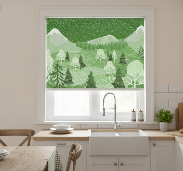 Estore de rolo para cozinha floresta vintage verde - TenStickers