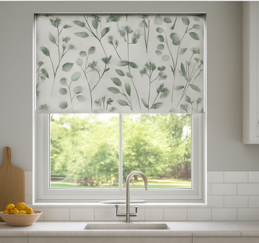 Estore de rolo para cozinha folhas elegantes de aquarela - TenStickers