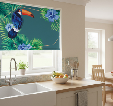 Estore de rolo para cozinha folhas tropicais de tucano - TenStickers