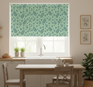 Estore de rolo para cozinha folhas verdes em verde - TenStickers