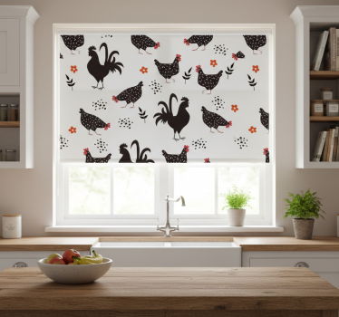 Estore de rolo para cozinha galo preto e branco - TenStickers