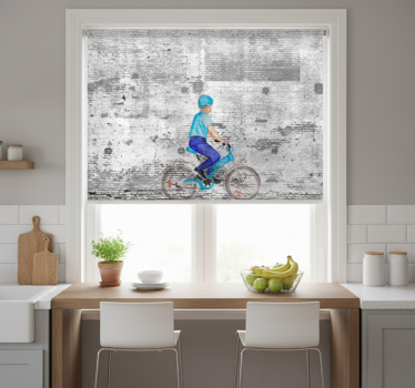 Estore de rolo para cozinha graffiti de crianças na bike - TenStickers