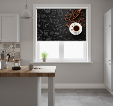 Estore de rolo para cozinha grãos de café e rabiscos - TenStickers