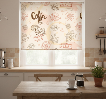 Estore de rolo para cozinha ícones de café - TenStickers