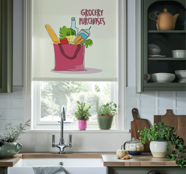 Estore de rolo para cozinha ilustração de mercearia - TenStickers