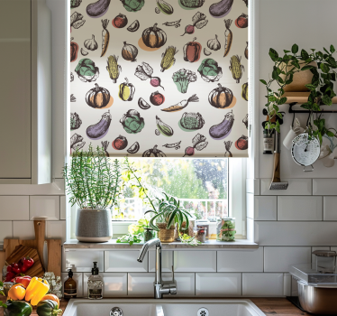 Estore de rolo para cozinha ingredientes padrão estilo retro - TenStickers