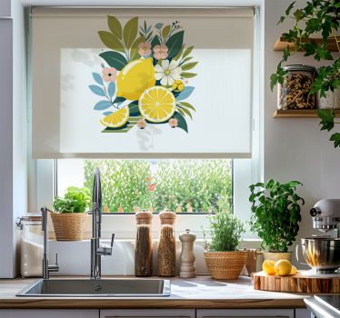 Estore de rolo para cozinha limões artísticos - TenStickers