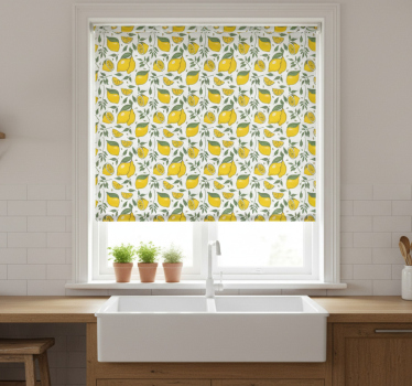 Estore de rolo para cozinha limões e flores de creme - TenStickers