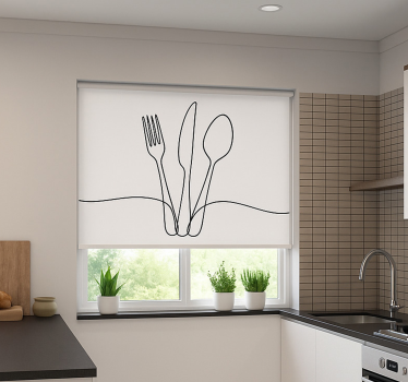 Estore de rolo para cozinha linhas elegantes de utensílios - TenStickers