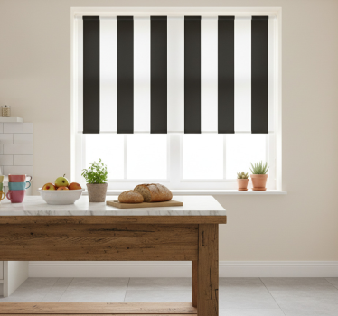 Estore de rolo para cozinha listras brancas e pretas - TenStickers