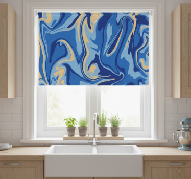 Estore de rolo para cozinha mármore azul dourado - TenStickers