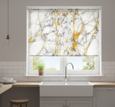 Estore de rolo para cozinha mármore cinza e dourado elegante - TenStickers